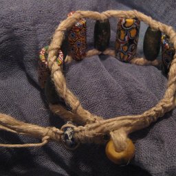 Newest Creations-Kiowa's African Trade Bead Hemp Ladder Bracelet