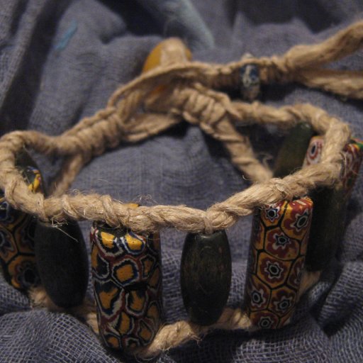 Newest Creations-Kiowa's African Trade Bead Hemp Ladder Bracelet