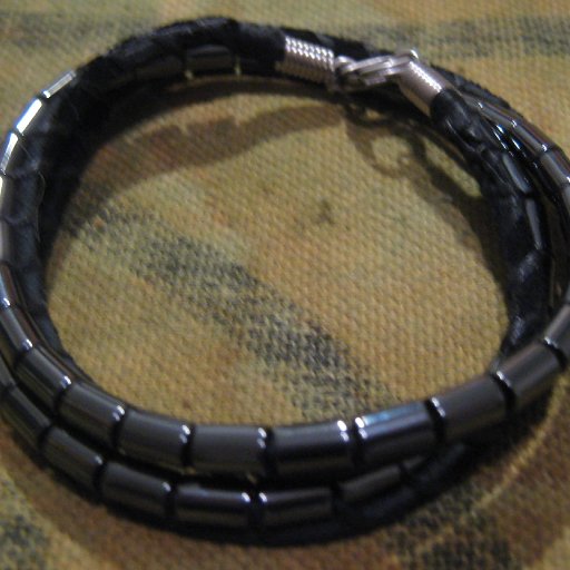 Hematite Leather Wrap Bracelet I made for my husband