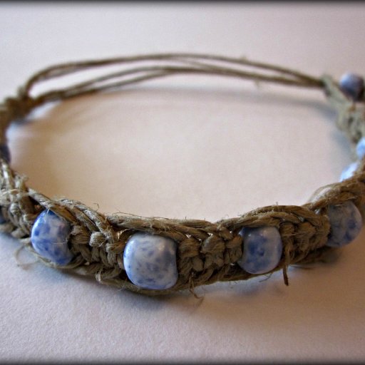 Blue beaded fishbone bracelet