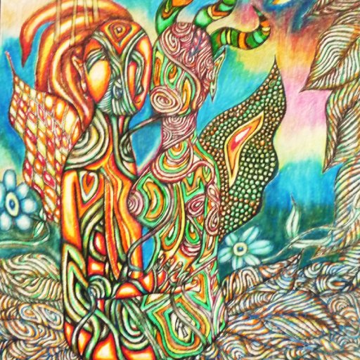 Surrealism Psychedelic Art Visionary Pen and Colored Pencil Drawing