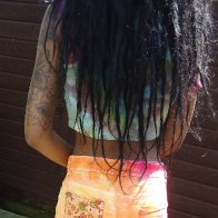 New shorts that I 'up-cycled' and hair from the back.