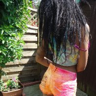New shorts that I 'up-cycled' and hair from the back.