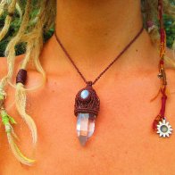 Moonstone and Quartz crystal Healing Amulet from my Etsy
