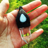 Moonstone and Quartz healing amulet from my etsy shop