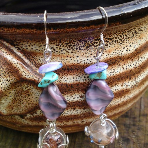 Turquoise and bead earrings
