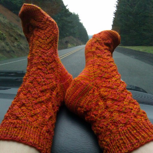 hand-knit HP "Fawkes" socks