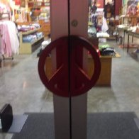 The door to work is a peace sign, i loved that place